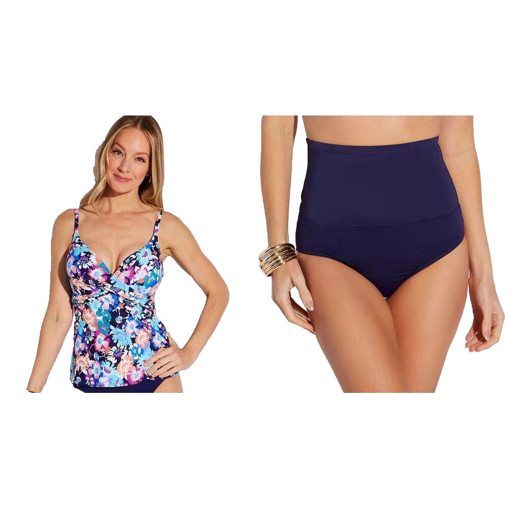 NWT LEILANI tankini 12 bikini swimsuit padded cups tummy thinner 2PC set